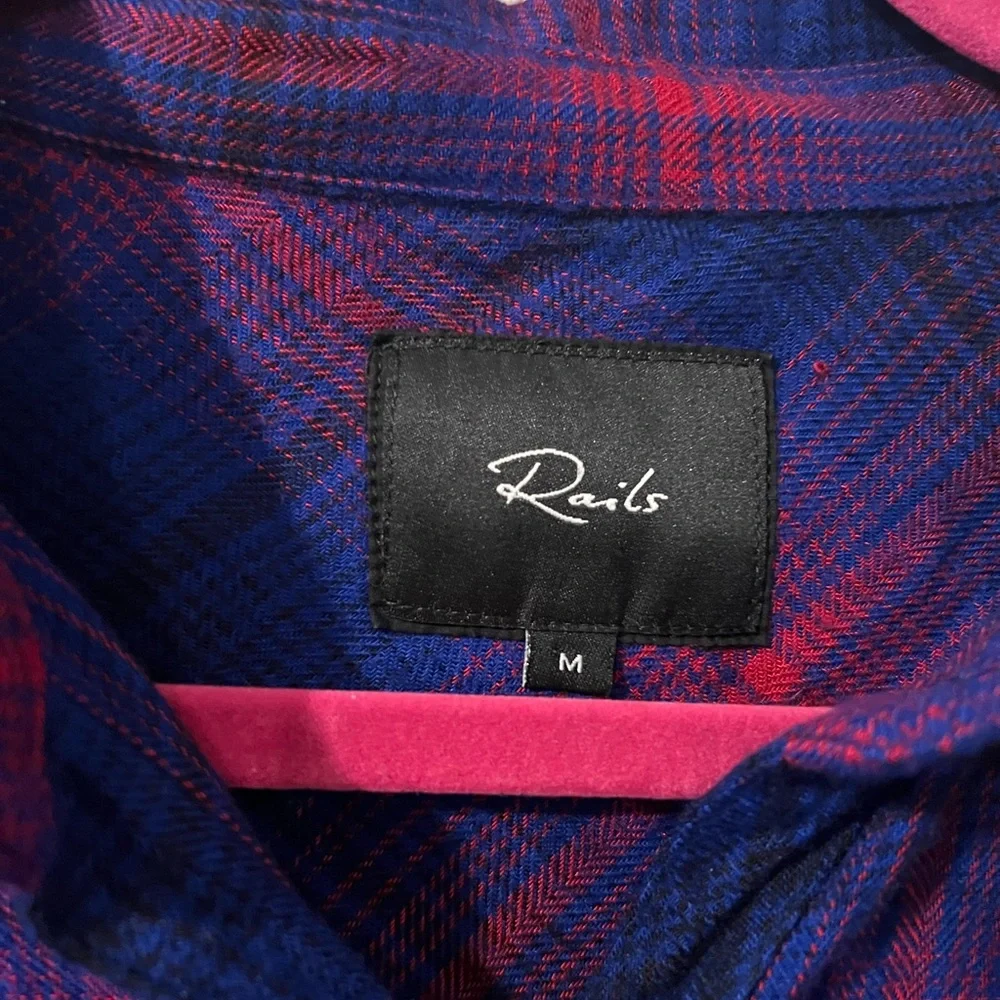 Rails Blue and Red Casual Button Down Shirt - Picture 2 of 5
